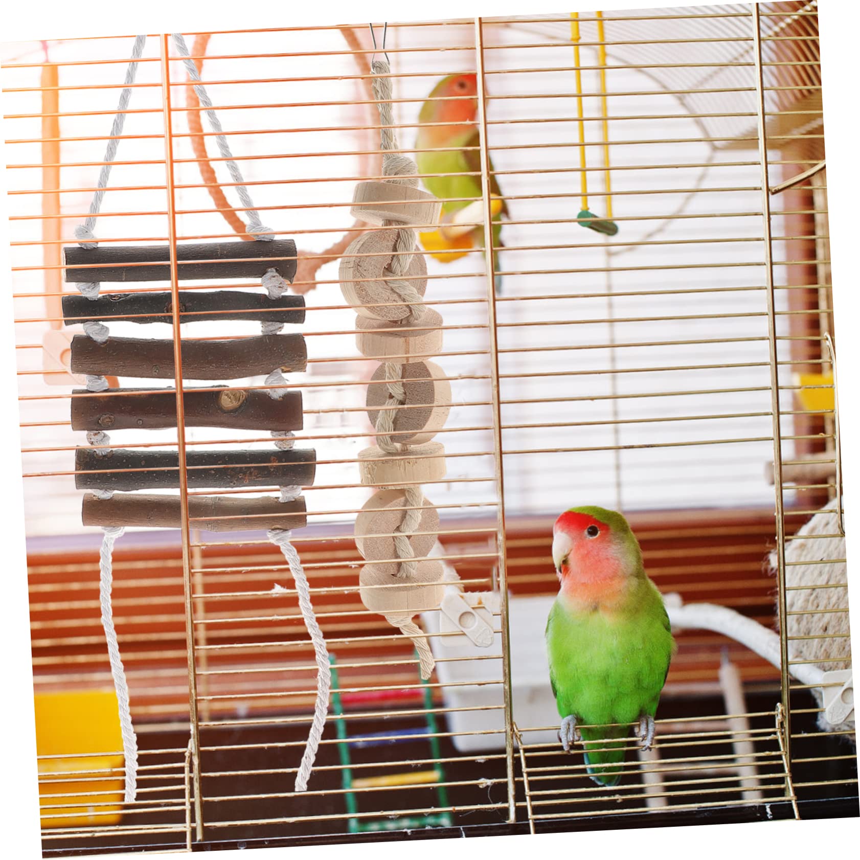 BESPORTBLE 9pièces Jouets à Mâcher Naturel pour Oiseaux Accessoires De Cage avec Échelle pour Perroquets Calopsittes Et Oiseaux