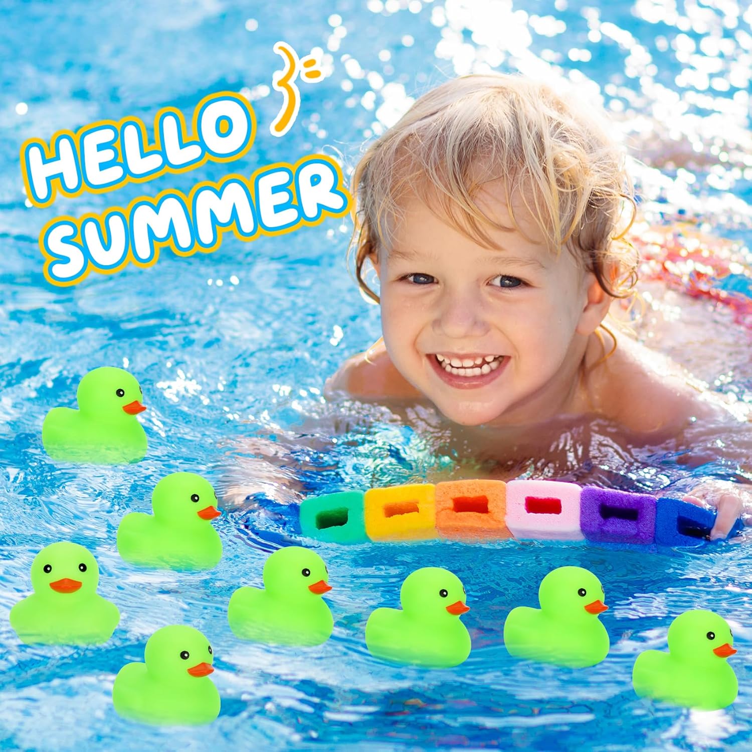 200 Pack Glow in The Dark Rubber Ducks, 2" Squeaky Floating Duck Bath Toys for Kids, Bulk Bath Toy Set with Bag for Bath Time, Birthdays & Party Gifts