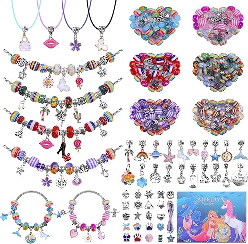 Vista 15 de AIPRIDY Kit de fabricación de pulseras con dijes, juego de regalos de unicornio sirena que puede inspirar imaginación y creatividad, kit de 104