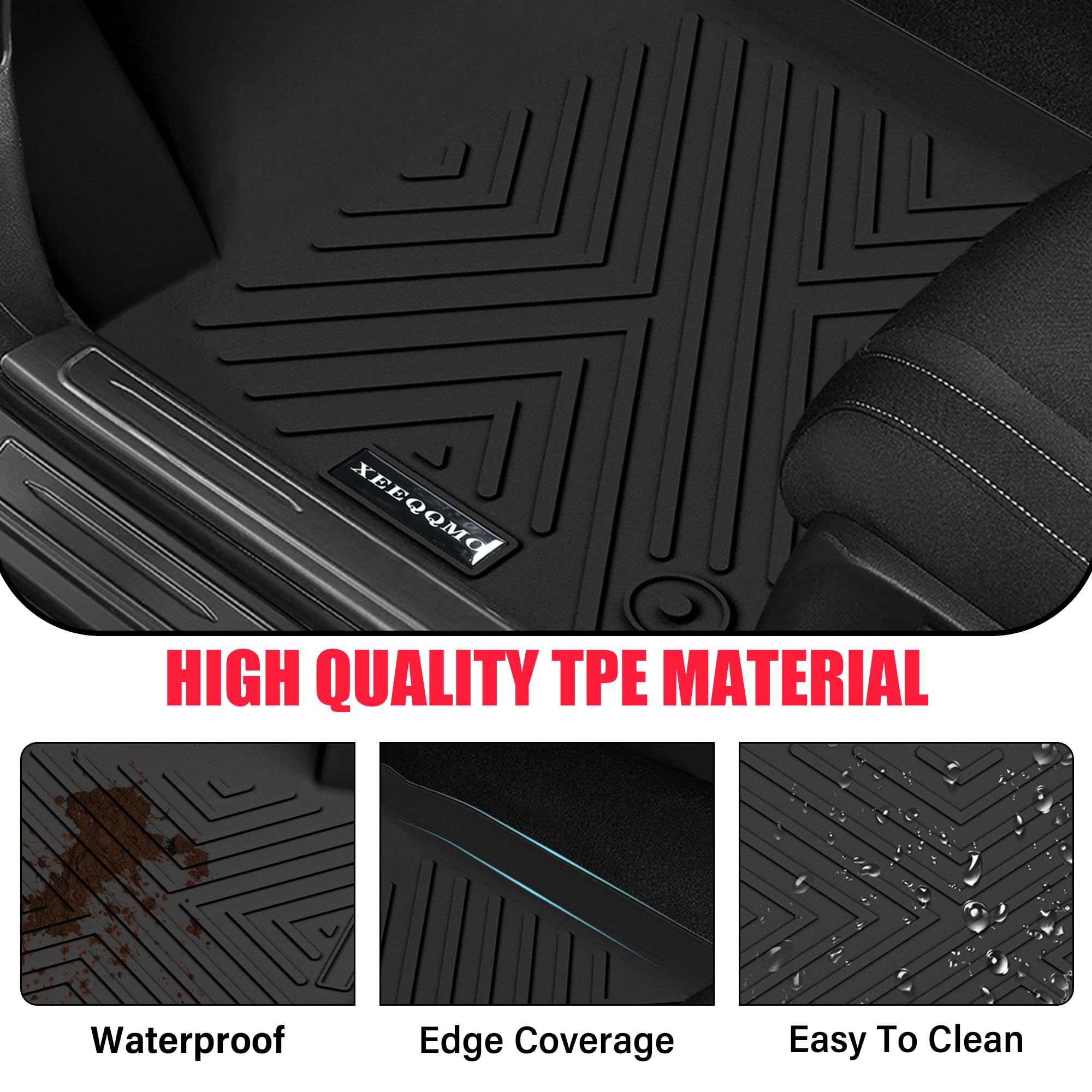 HHFCL Auto Pelle Tappetini per Bagagliaio per Ford Explorer 2016-2024, Inodore Impermeabile Antiscivolo AntiGraffio Baule Fodera Accessori,Black-Beige