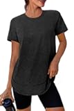 Womens Workout Tops Short Sleeve Shirts with Sun Protection Trendy Spring Summer Outfits S-3XL