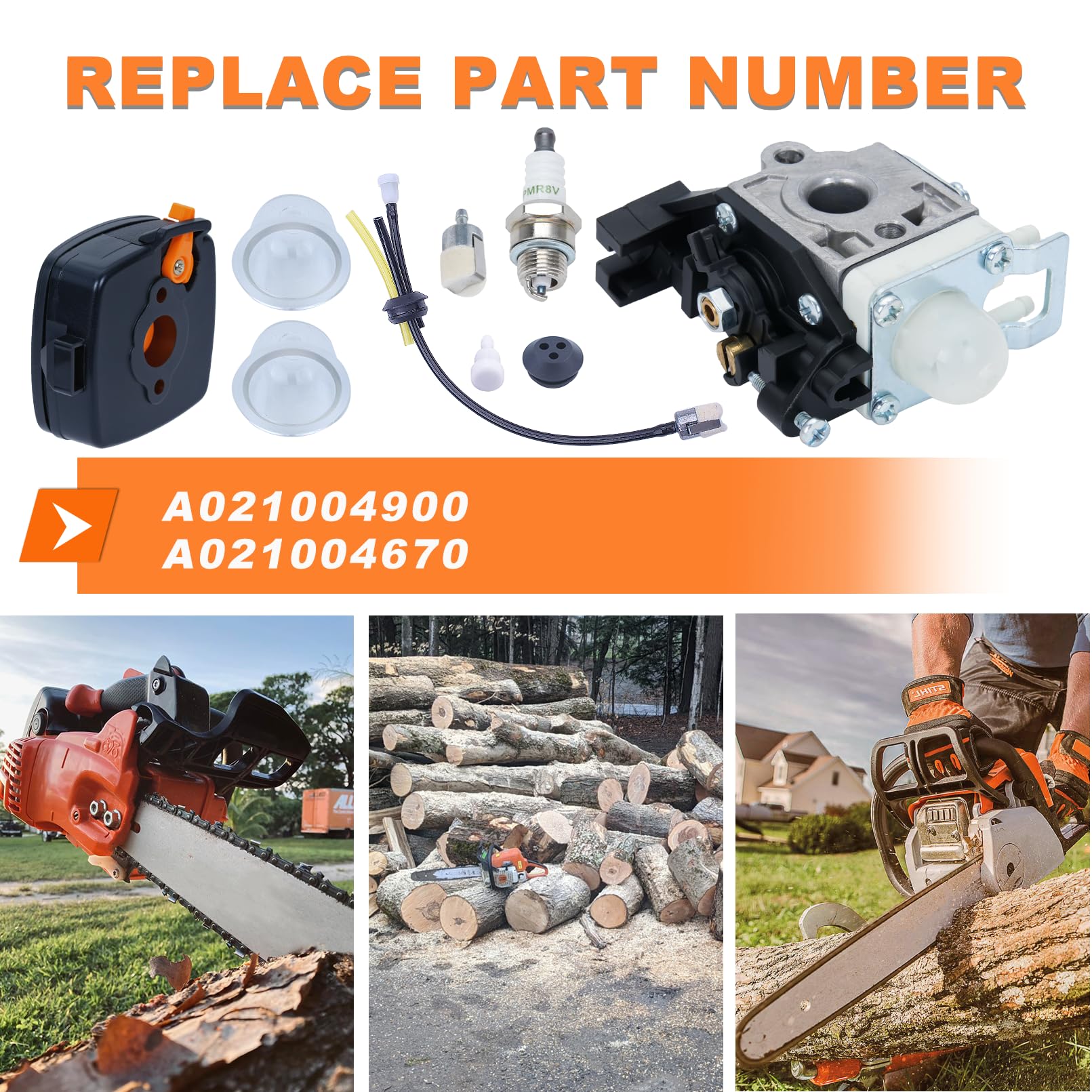 Kit de carburador A021004231 para cortasetos Echo HC-2420, HC-3020, HCS-3020, HCS-4020 y HC-2020, Incluye filtro de aire, bujía y junta, Reemplaza A021004900, A021004670
