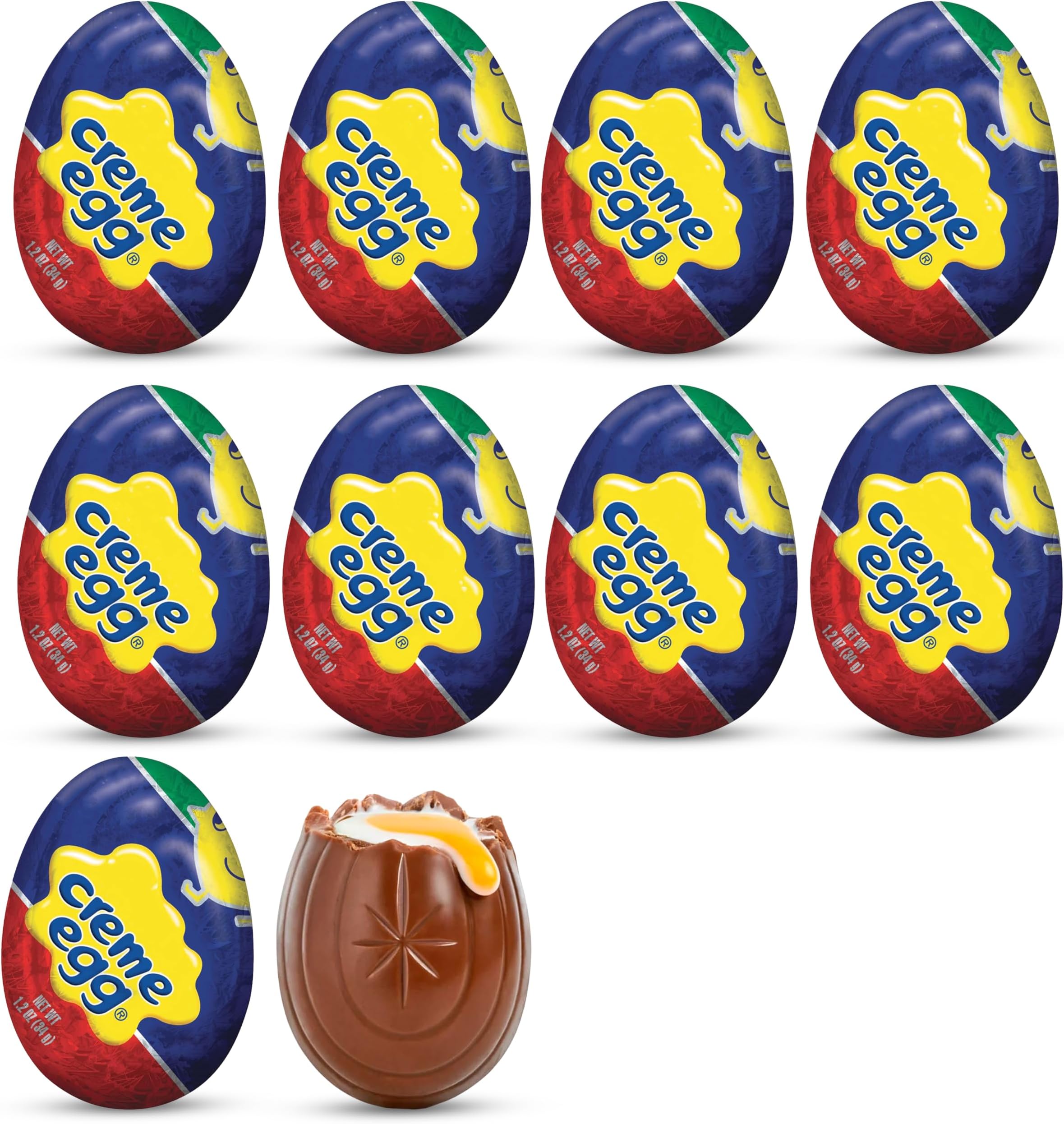 Easter Creme Eggs 10 Count– 1.2 oz Each – Milk Chocolate Eggs with Soft Fondant Center – Easter Basket Candy – Individually Wrapped Treats Perfect for Egg Hunts– Festive Spring Candy