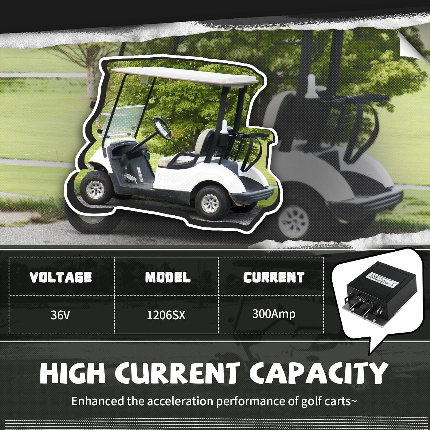 1206SX 73144G06 36V 300A 9-Pin Motor Controller for EZGO TXT Medalist 1995-2000 with DCS, Electric Golf Cart Speed Controller Replacement for Curtis 73144G01-G06 1206SX-005