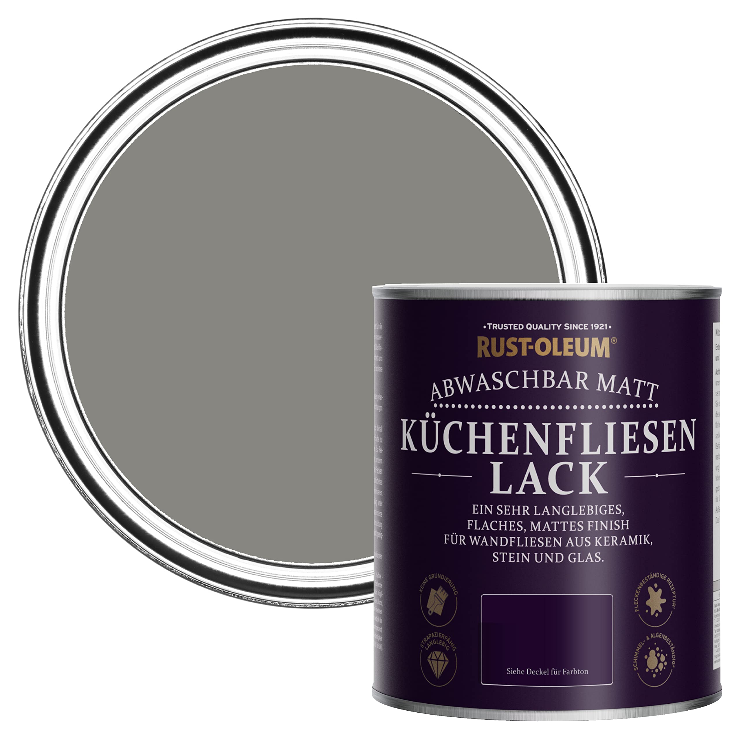 Rust-Oleum abwaschbare Küchenfliesenlack in grau mit Matt Finish - Beton Grau 750ML