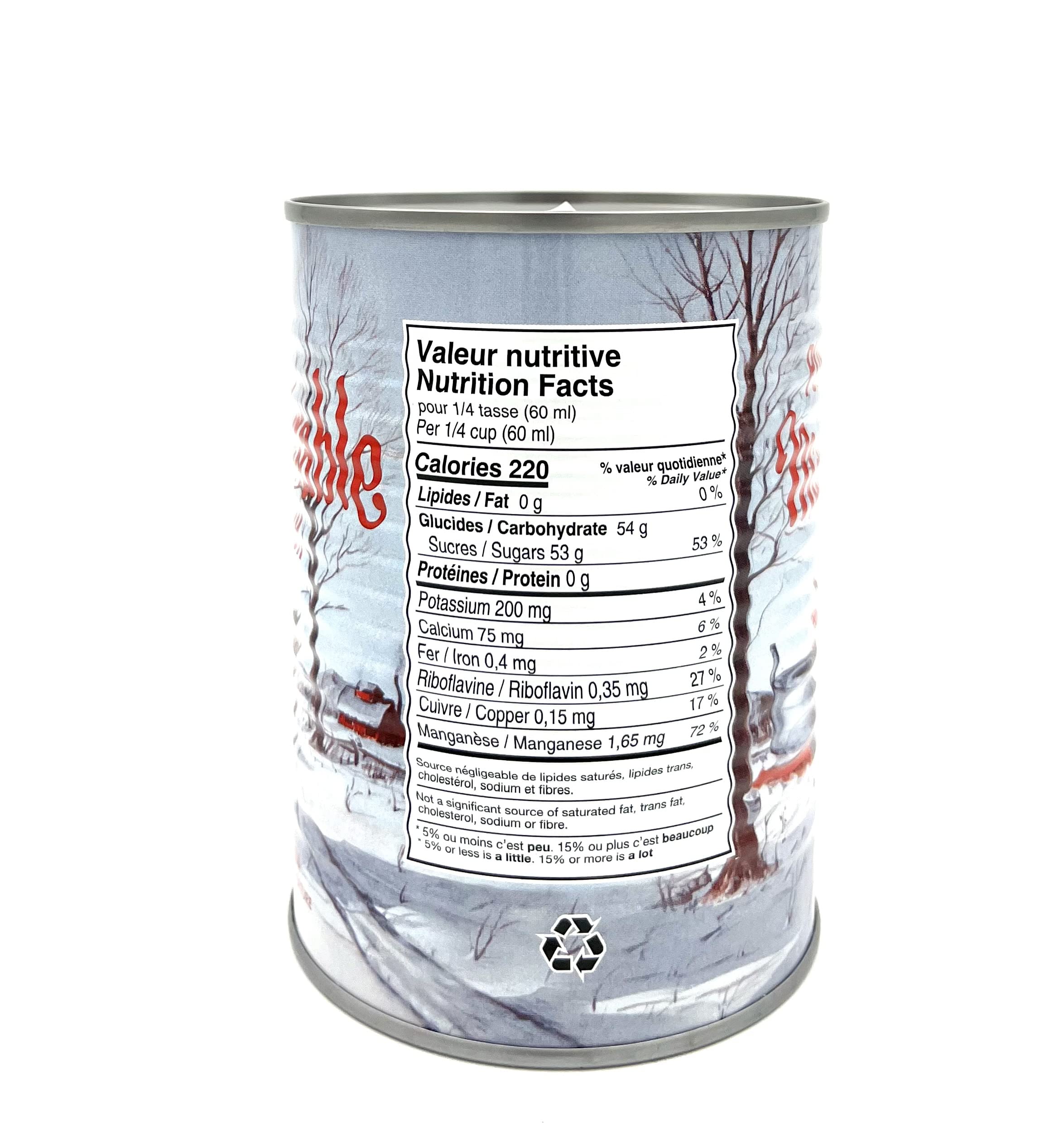 Pack de 5 conserves de sirop d'érable doré du Québec - Pur à 100% - Canne de 540ml x 5 unités - Sirop d'érable de première qualité