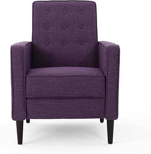 Miniatura 75 de GDFStudio Macedonia - Sillón reclinable de tela con respaldo copetudo, moderno Gris,azul (Muted Blue),Verde apagado/Espresso oscuro,Morado