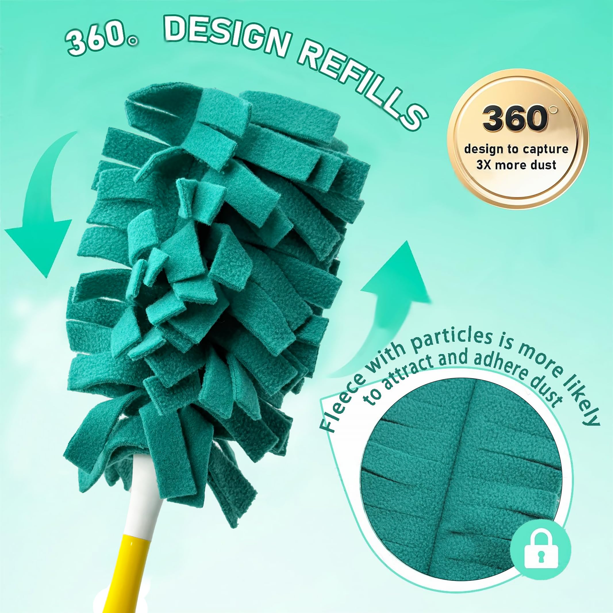 8 Pack 6 Layer Fleece Duster Refills for Swiffer Hand Duster, Zero Waste, 360-degree Cleaning?Reusable and Washable Replacement Dusters for Cleaning Ceiling Fan Hardwoods and Furniture(Dark Color)