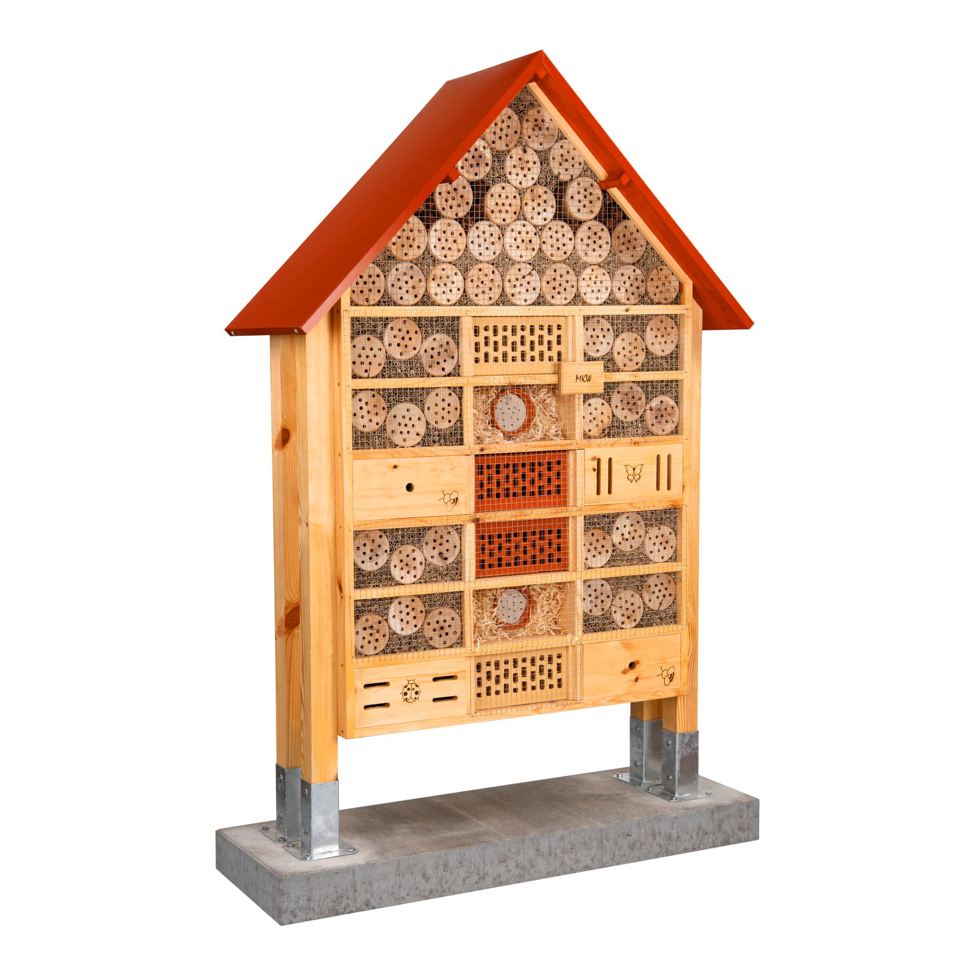 Insektenhotel - Wetterfest - Riesiges gemischtes beidseitig offenes Insektenhotel MKW Nr 1 - Insektenhaus aus massivem Laub- und Nadelholz - für Wildbienen, Marienkäfer & Schmetterlinge - Nisthilfe