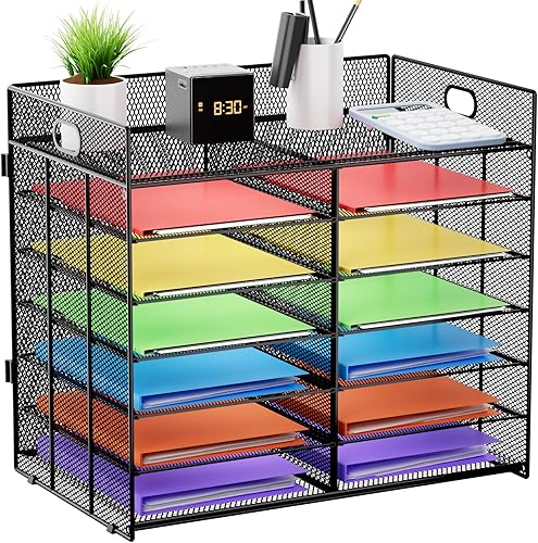 Marbrasse Organizador de literatura de escritorio, organizador de papel de malla, organizadores de escritorio, clasificador de archivos, centro de Marbrasse Organizador de literatura de escritorio, organizador de papel de malla, organizadores de escritorio, clasificador de archivos, centro de