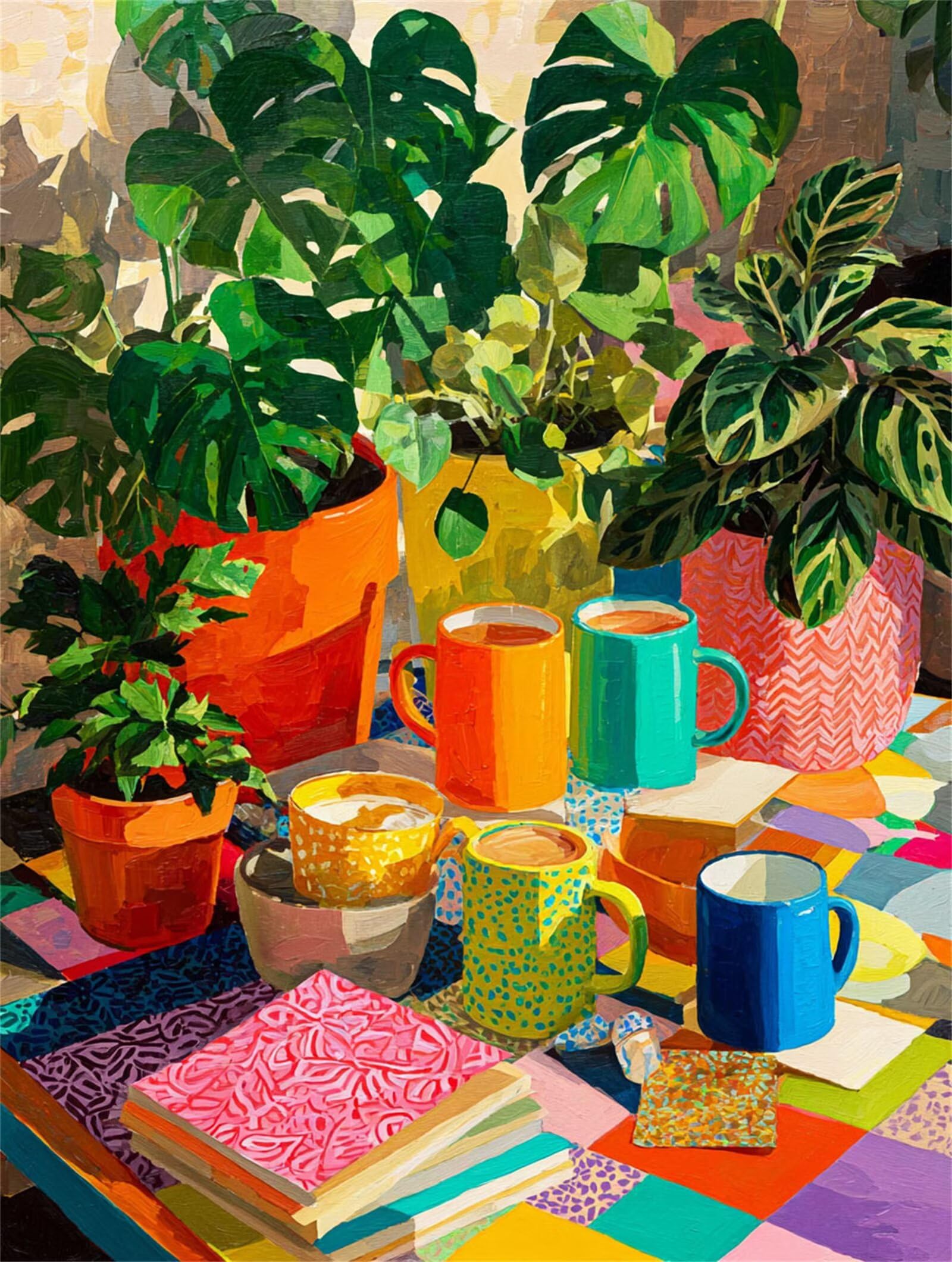 Dipingere con i Numeri Adulti Colore, tazze Dipingere con i Numeri Bambini DIY Kit, Set Premium con Pennelli, Decorazione Casa & Creativo Regalo di Compleanno, Attività di Tempo libero 70x95cm z-11