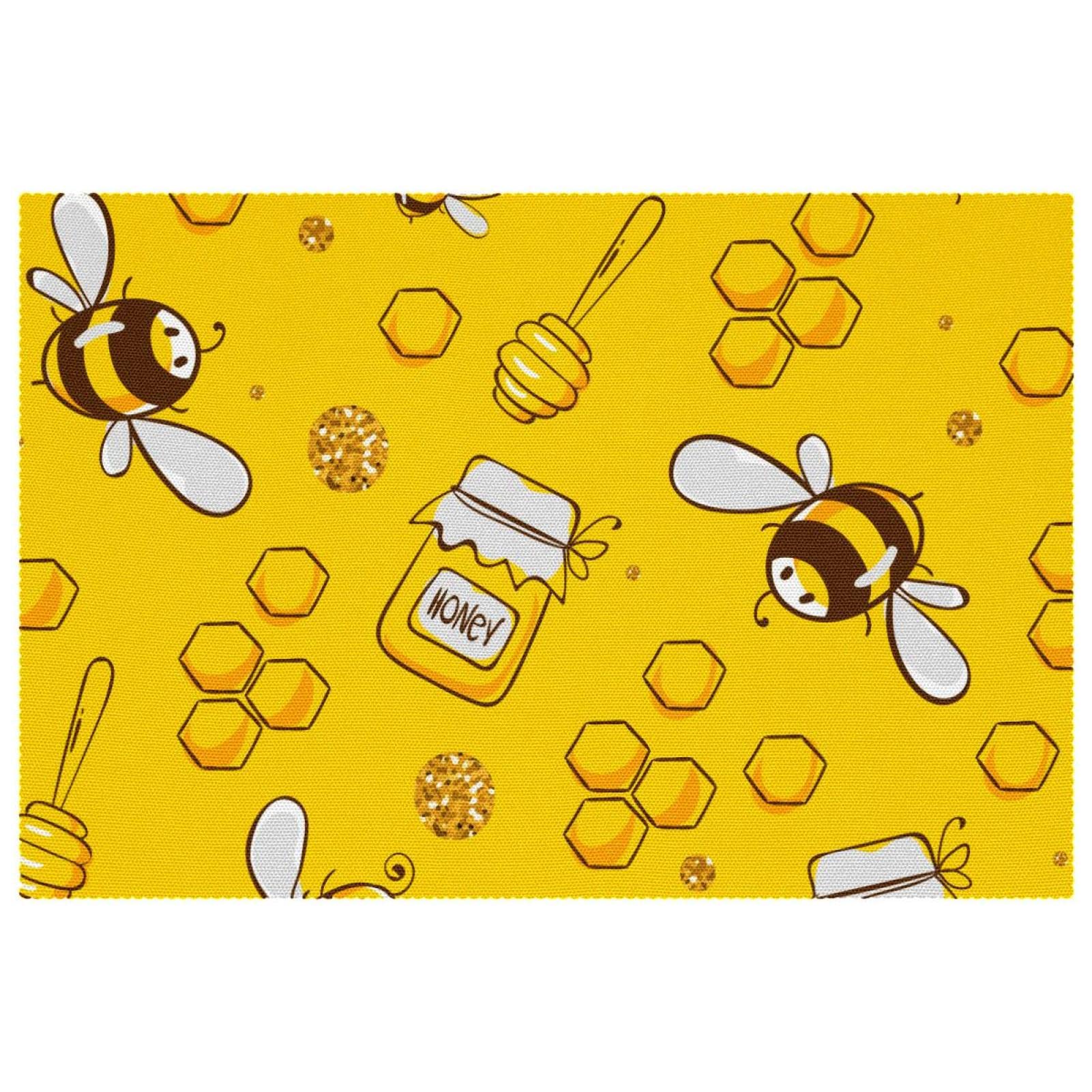 Set de table abeille jaune résistant chaleur lavable x6