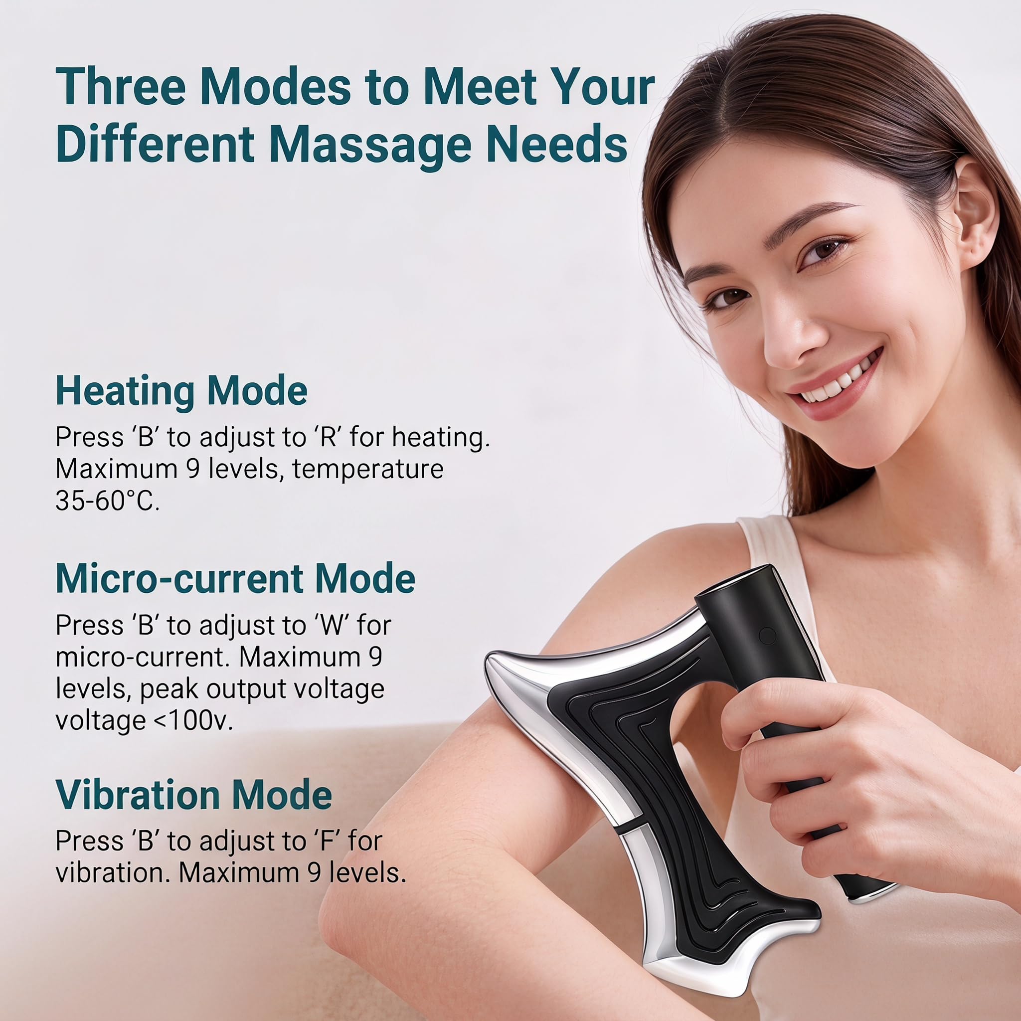 Pistolet De Massage Chauffant, Massage Gun Électrique Musculaire Et Outil Grattoir Gua Sha À Écran LED, Pistolet Massage Musculaire À 3 Vitesses Pour Relaxation, Noir