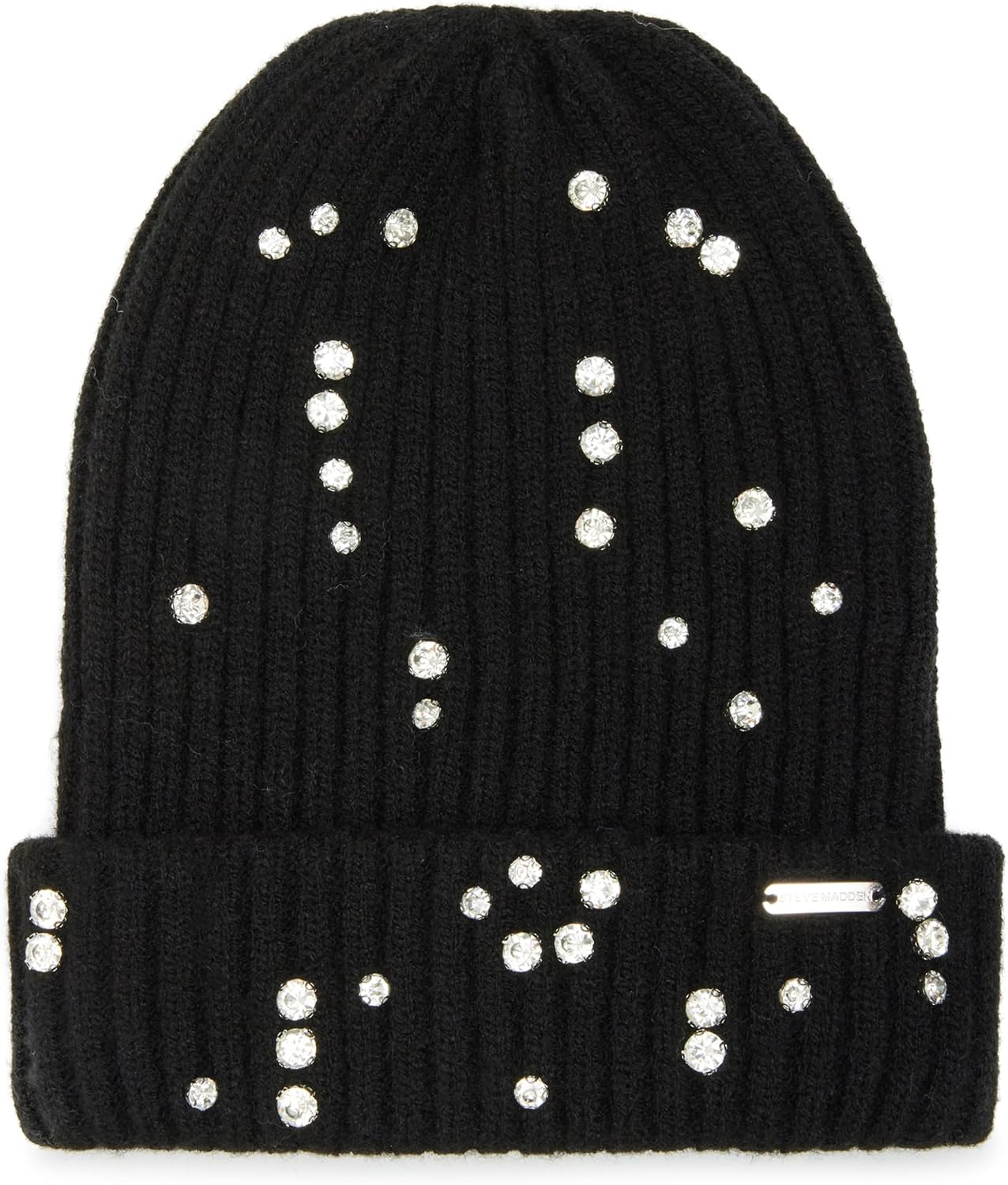 STEVE MADDEN Beanie and Scarf Embellished Gift Set, Black
