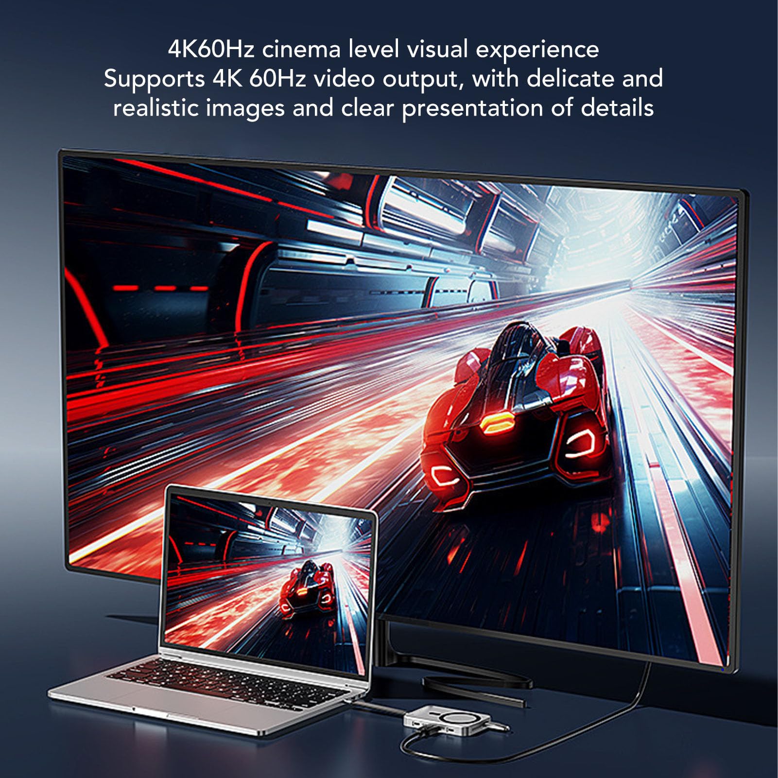 Tosuny Obudowa Dysku M.2 NVMe, 8 w 1 Hub USB C | 10Gbps USB 3.2 Transfer, 4K 60Hz Output, 100W PD, Dual SD Slots, for 2230 2242 2260 2280 SSD