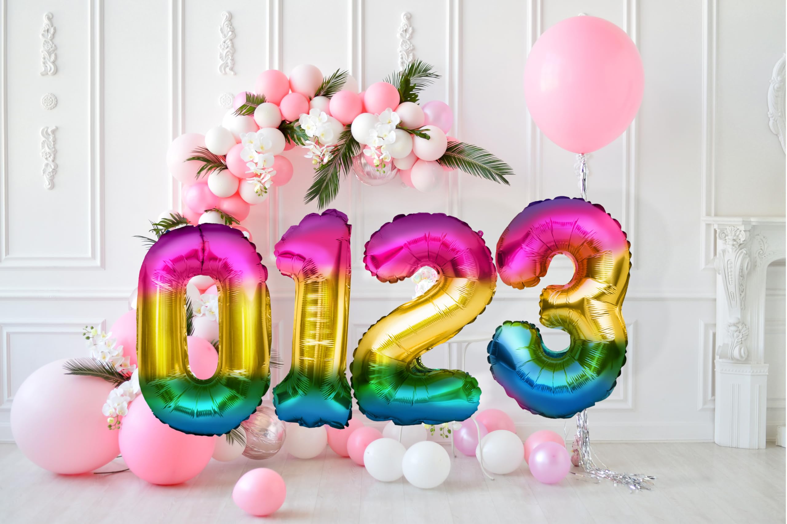Ballon Chiffre 8 Ans Rainbow - Déco Anniversaire 101 Cm En Aluminium | Gonflage à L'Hélium Ou à L'Air