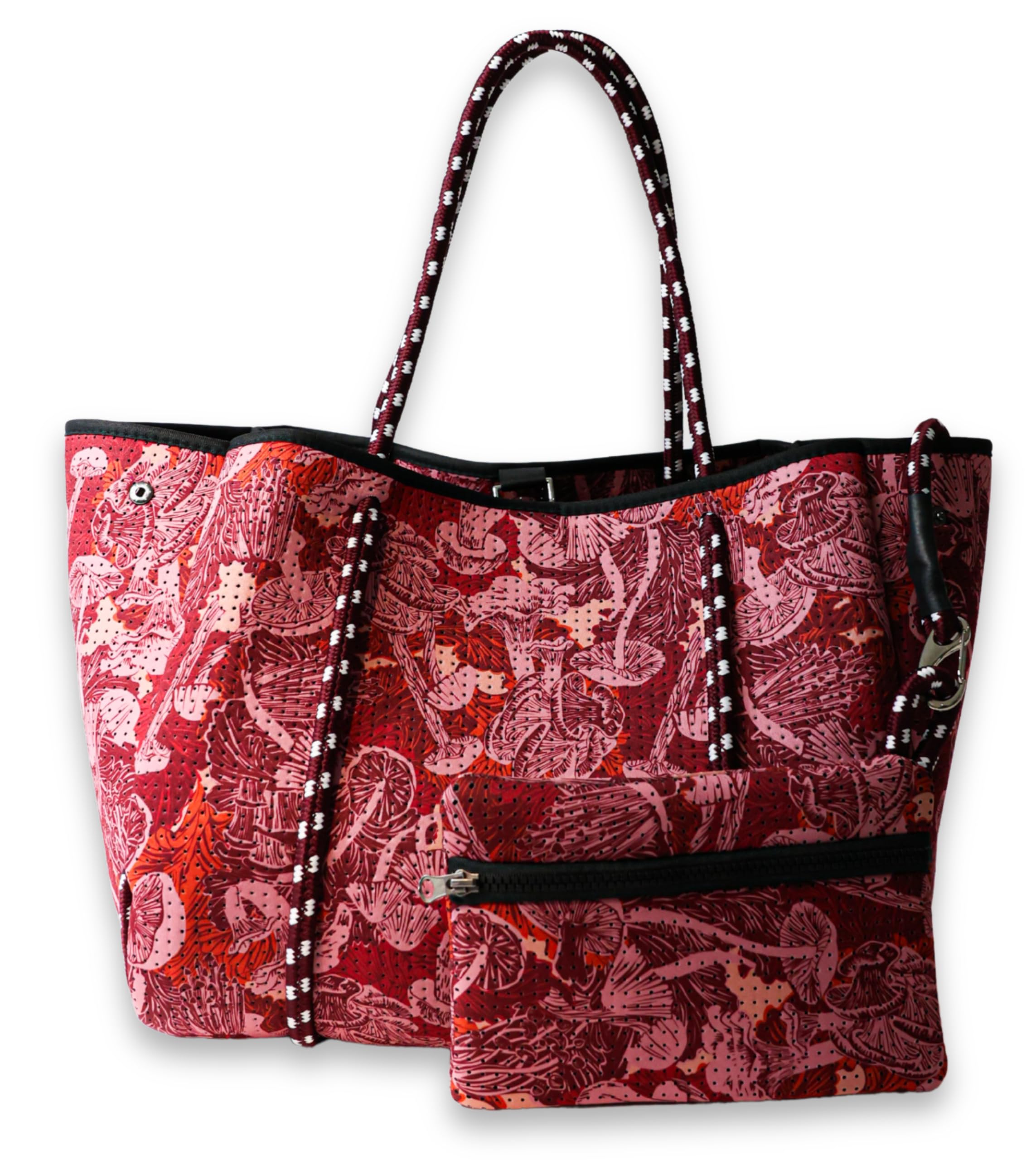 POPUPS Large Neoprene Tote Bag for Women - Everyday Designer Handbag for Travel Work and Beach with Pockets and Zipper Pouch