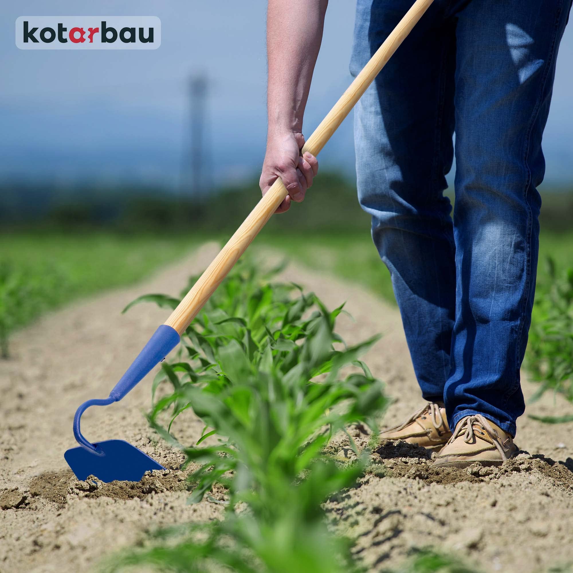 KOTARBAU® Binette 70 x 140 cm Forme Trapézoïdale Houe avec Manche en Bois 130 cm Accessoire de Jardin Outil de Jardinage Accessoires de Plantation