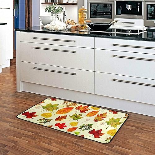Miniatura 4 de Tapete de cocina de hoja de arce amarillo de 39 x 20 pulgadas, tapete de cocina de otoño con hojas que caen debajo del fregadero, tapete