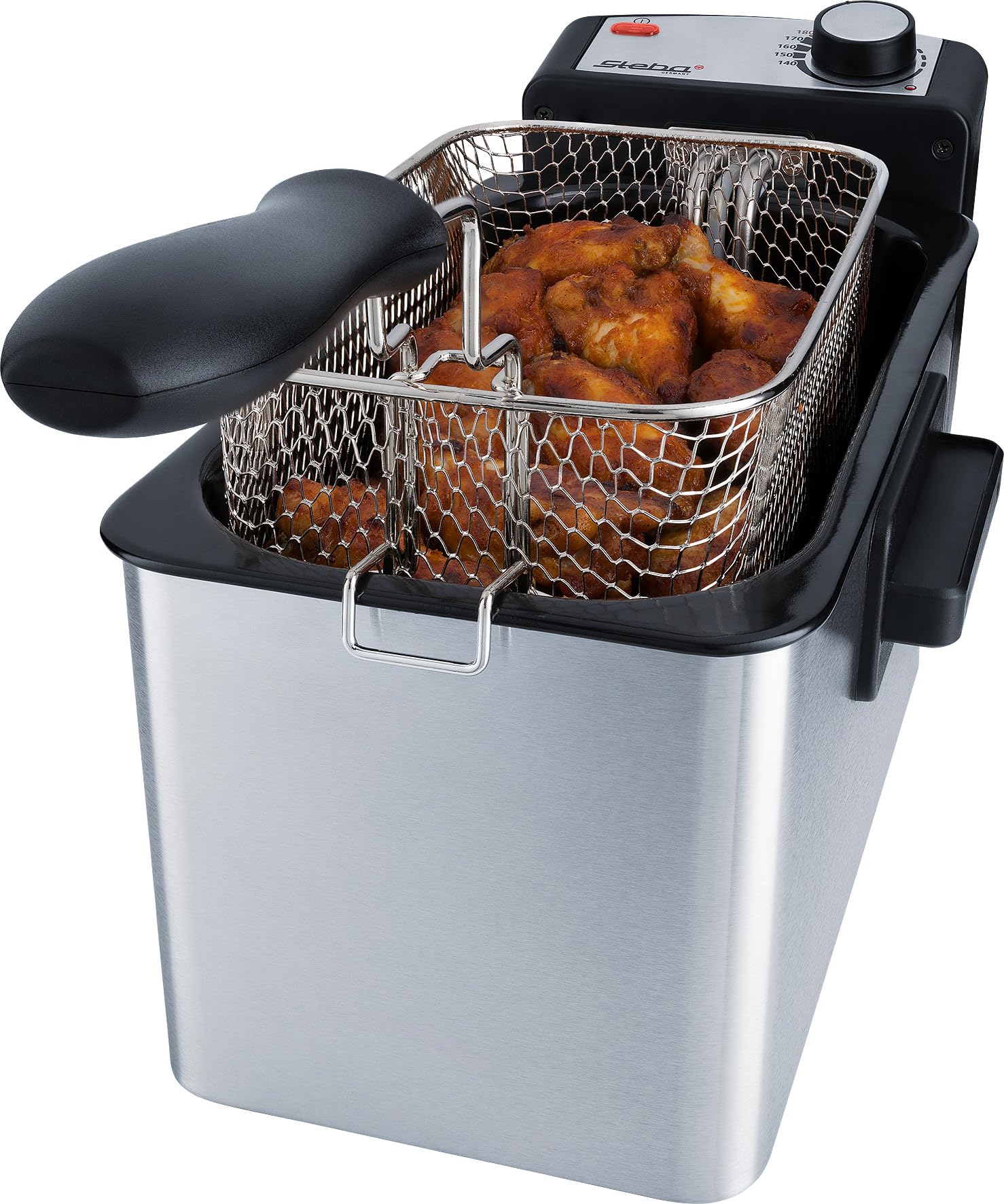 Steba DF 180 Edelstahl Fritteuse, Metallic | Profi-Heizsystem, 3 L