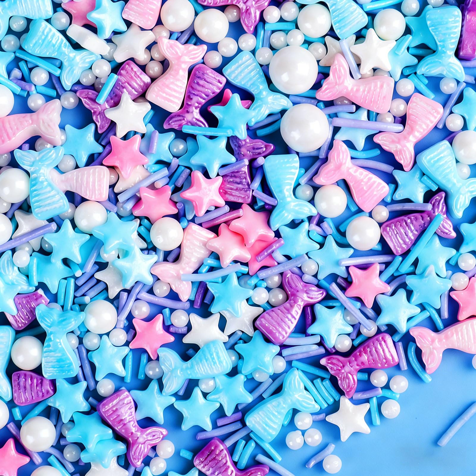 Pastel Sprinkles for Cake Decorating, Ocean Mermaid Sprinkles for Cake Cupcake Cookies Baking Ice Cream Decorations