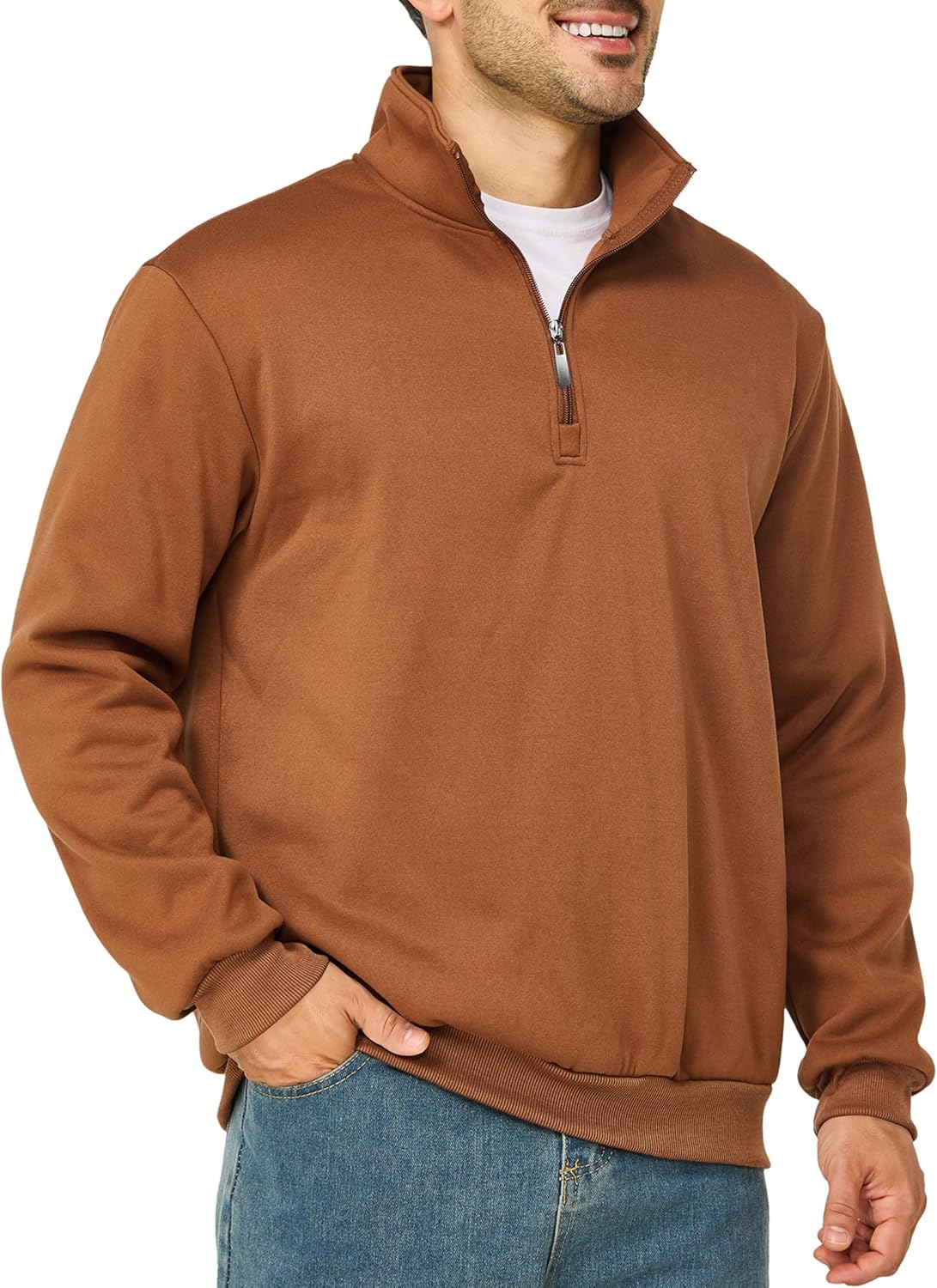 Mens Quarter Zip Pullover Lightweight Mock Neck Sweatshirt Casual Long Sleeve Sweaters