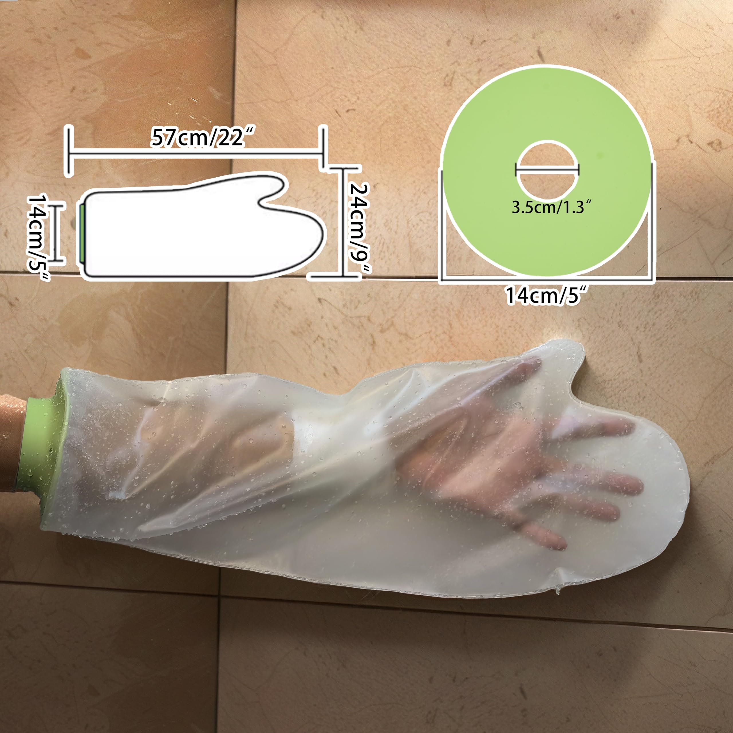 SLDOREAH 100% Waterproof Arm Cast Cover for Shower Adult Cast Covers Protector Sleeve Bag Watertight Seal Keep Wounds Dry Reusable Elastic Cast Bag for Bandage