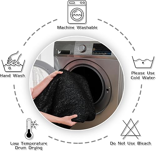 Miniatura 8 de MEETSKY Fundas negras para sofá de 3 cojines, aptas para mascotas, funda de sofá lavable de felpilla para sofá seccional, fundas protectoras gruesas