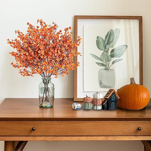 Vista 80 de Sggvecsy 15 piezas de flores artificiales de aliento de bebé, ramos de gypsophila a granel, flores de seda falsas de tacto real para el hogar, Negro