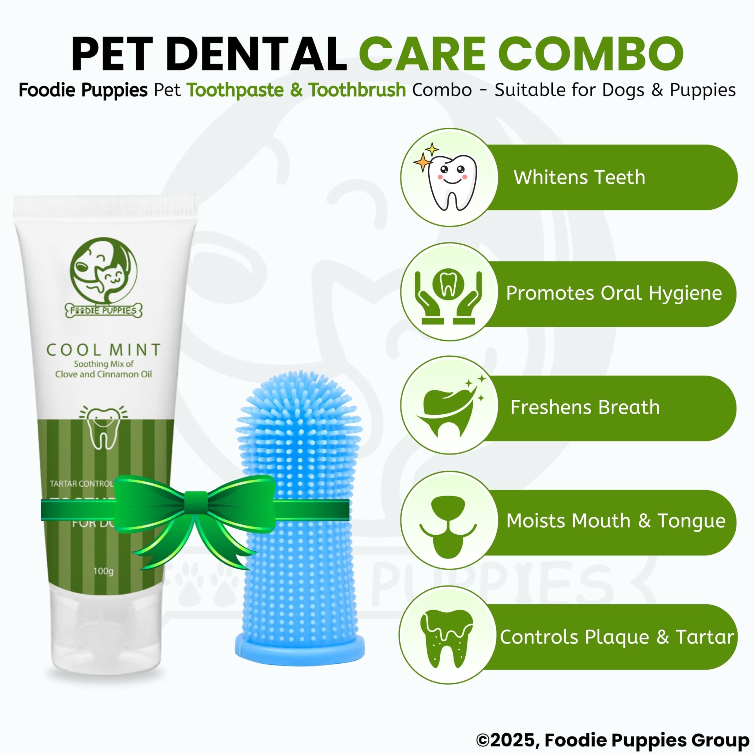 Foodie Puppies Dental Care Kit for Dogs and Puppies | Combo of Cool Mint Toothpaste for Dogs - 100gm and Silicone Finger Toothbrush | Reduces Plaque & Tartar 3
