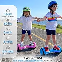 Vista 2 de Hover-1 My First Self Balancing Scooter for Kids with 5 mph Max Speed, Dual 150W Motors, 6.3” Tires, 3 Miles Max Range, and LED Headlights