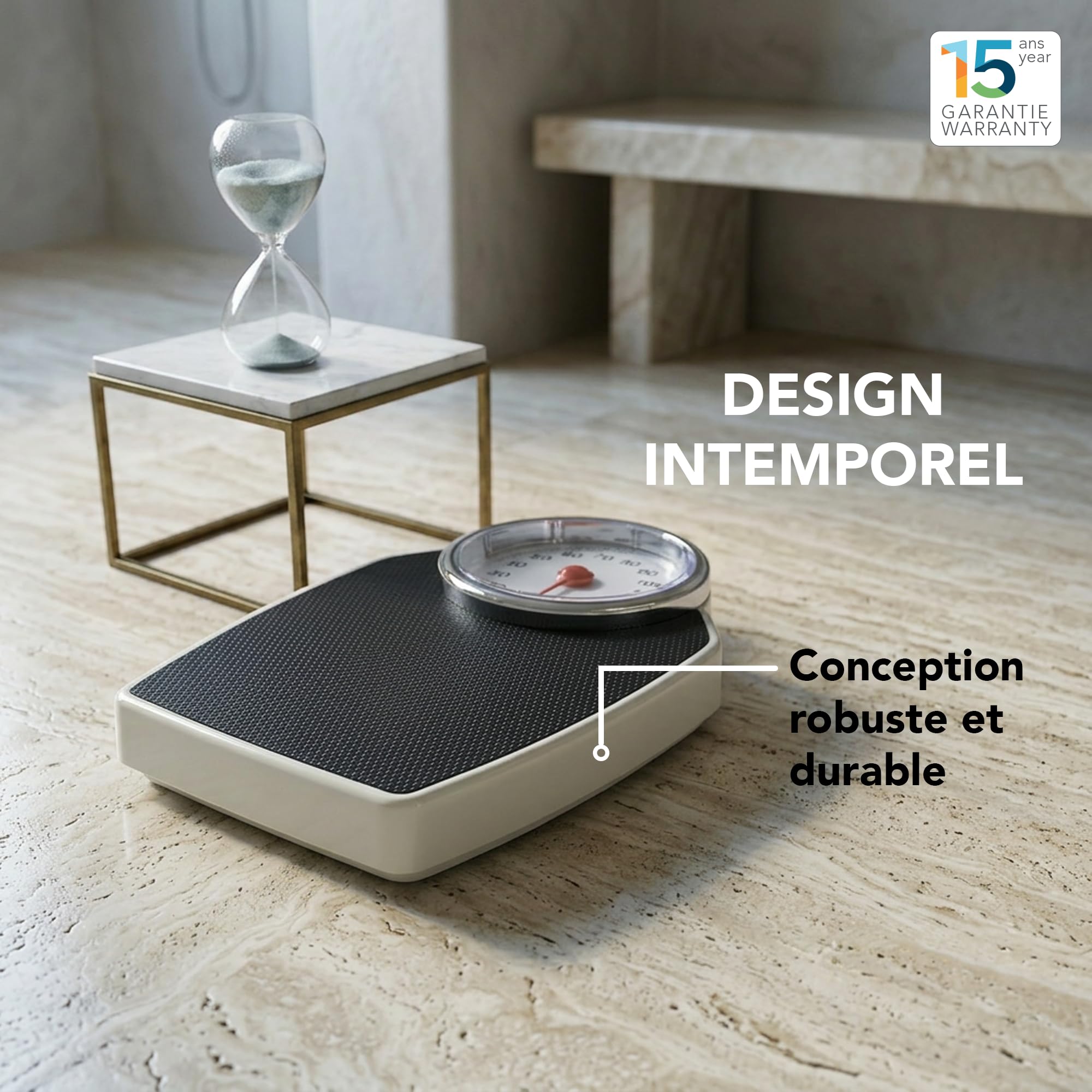 Balance Pèse Personne Mécanique 150 kg Grand Plateau Antidérapant Design Rétro