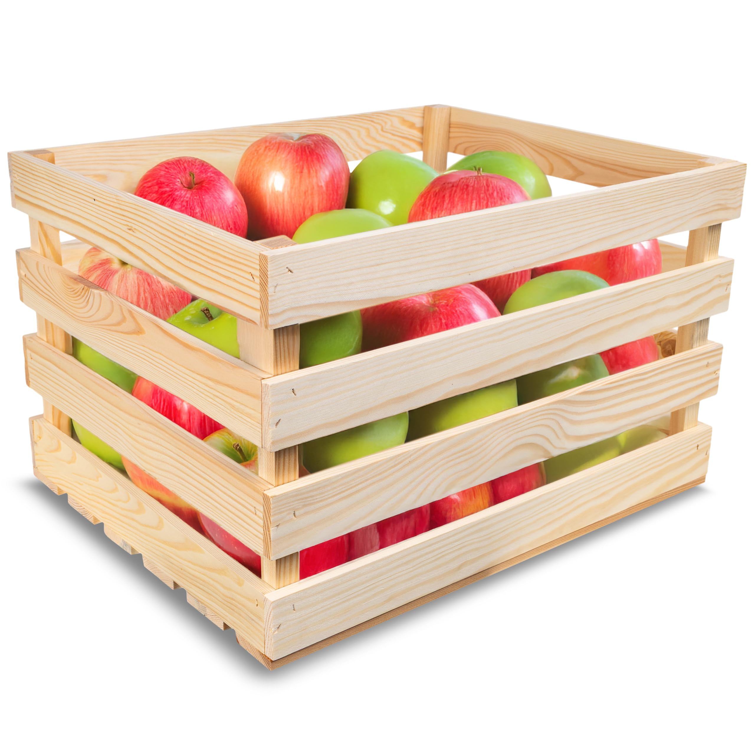 Creative Deco Natural Large Wooden Crate With Handles | 50X40x30cm | Unpainted Beige Keepsake Chest Storage Box | Vintage Farmhouse Display Basket Gift Box