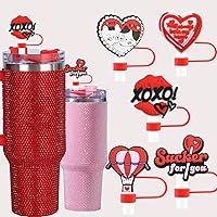 Vista 1 de Tapa de popote de corazón para el día de San Valentín para vaso Stanley Cup de 40 y 30 onzas, accesorios reutilizables de 0.394 pulgadas para popote