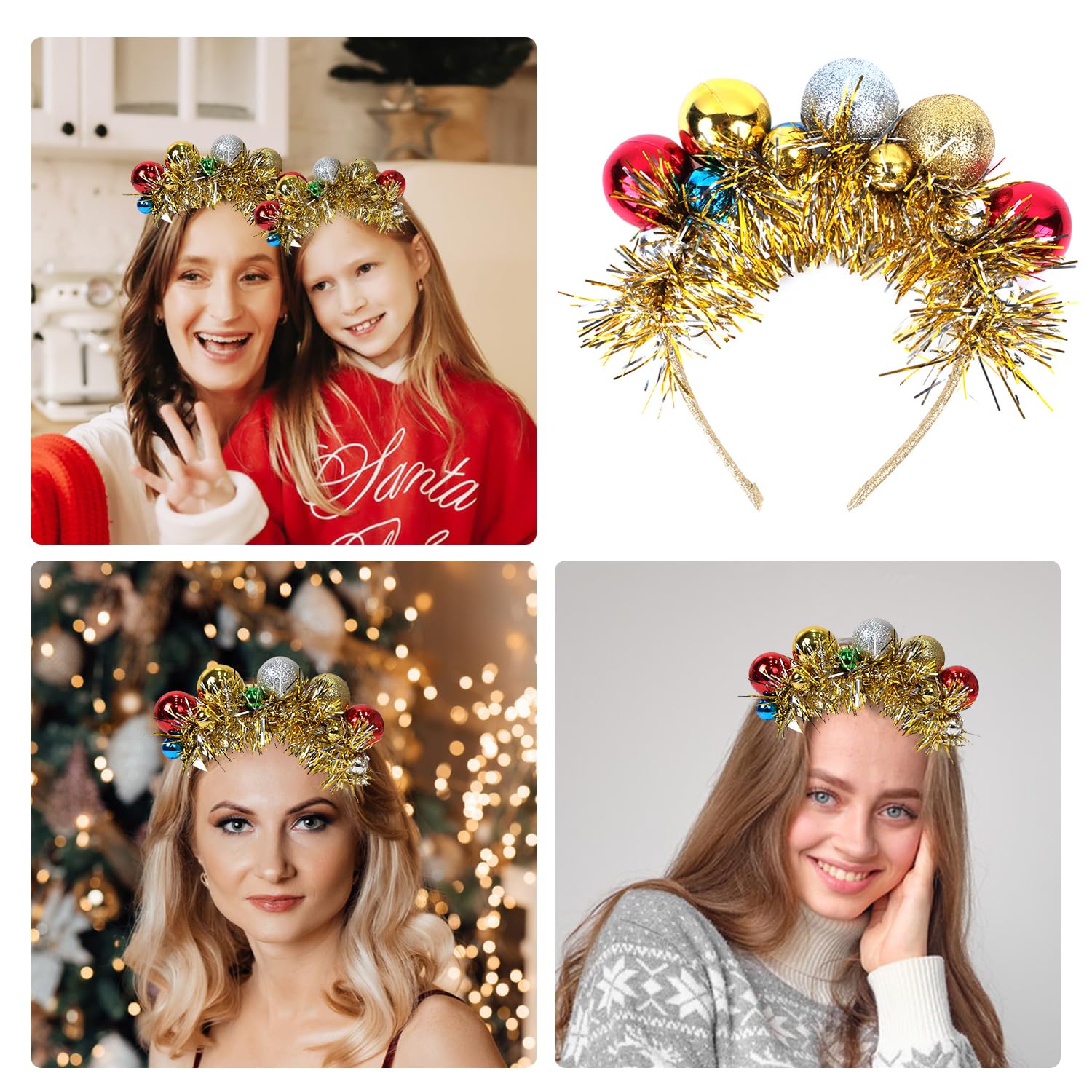 XNHIU Christmas Headband Colorful Christmas Balls Headbands Christmas Party Holiday Headbands Christmas Party Dress Up Accessories for Women Girls - Image 2