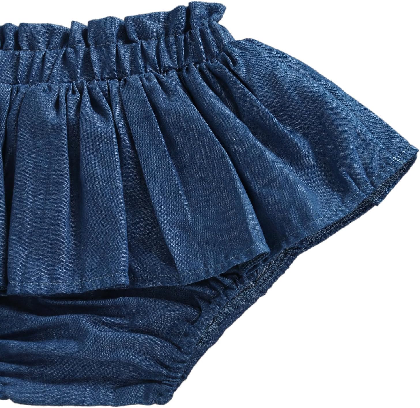 Baby Girls Denim Skorts Solid Color Pleated Shorts Summer Fall Clothes Layered Ruffle Skirts Bottoms - Image 4
