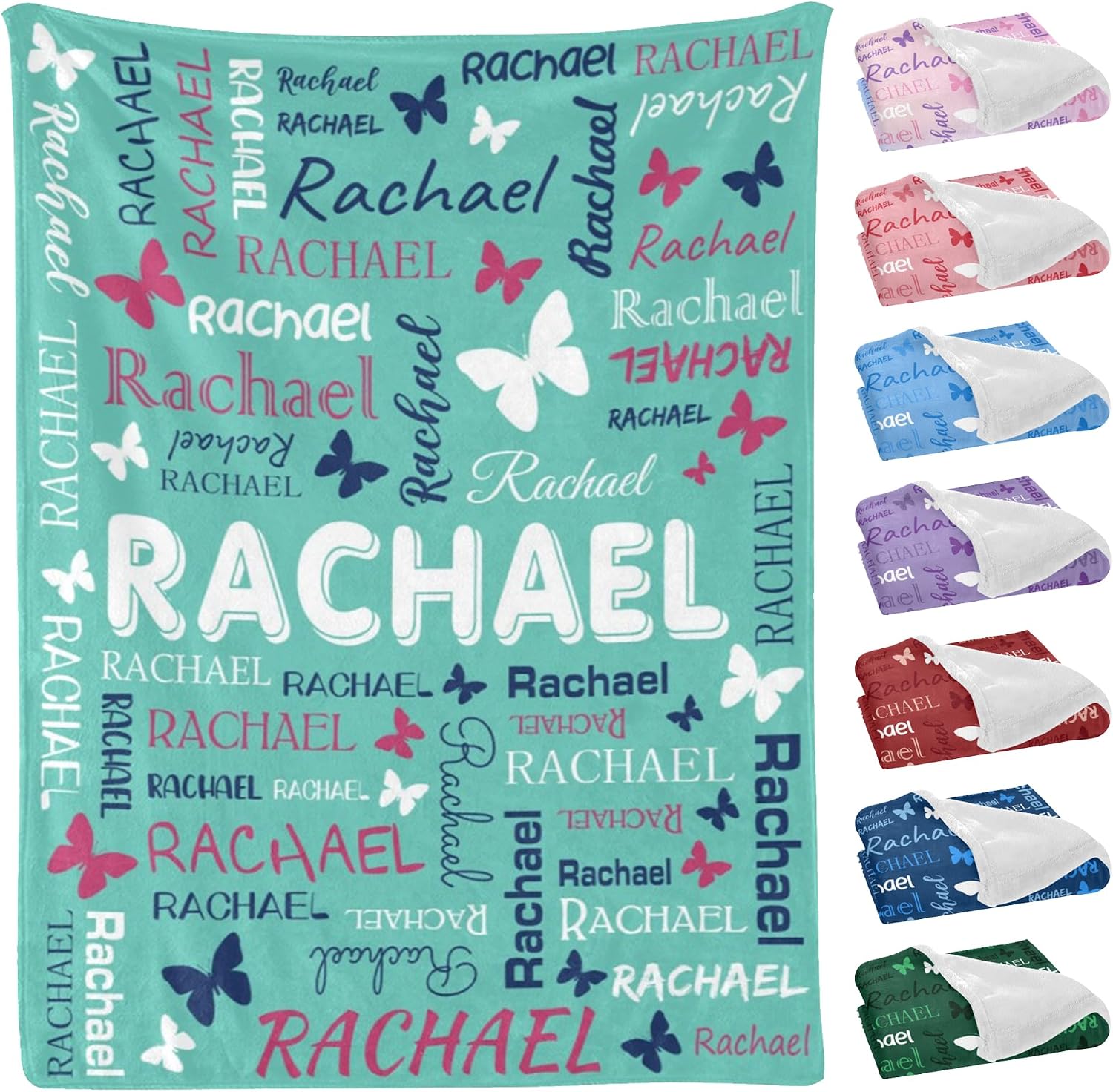 Personalized Throw Blanket with Name Custom Blankets Customized Baby Blanket for Girls Kids Adult Birthday Gift