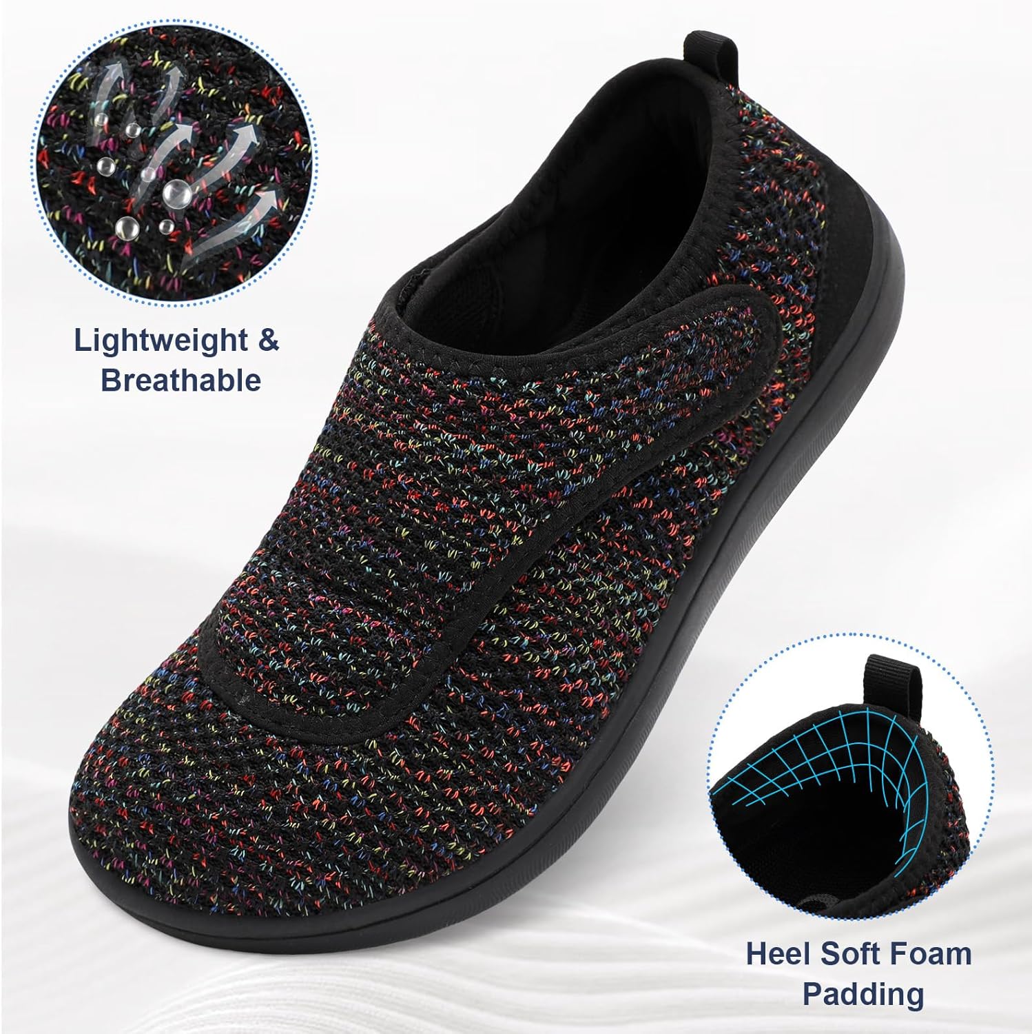 Mens Walking Shoes Wide Diabetic Shoes Adjustable Swollen Feet Neuropathy Orthopedic Shoes Breathable Barefoot Zero Drop Sneakers - Image 5