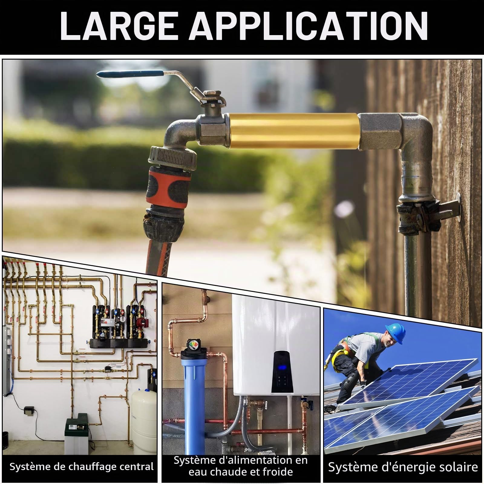 LALAGO 2 Pièces 1/2'' x 100 mm Rallonges de Robinet Fitting en Laiton, Raccord d'Extension DN15, Laiton Rallonge Filetée IG x AG pour Installation de Chauffage et d'Eau Potable