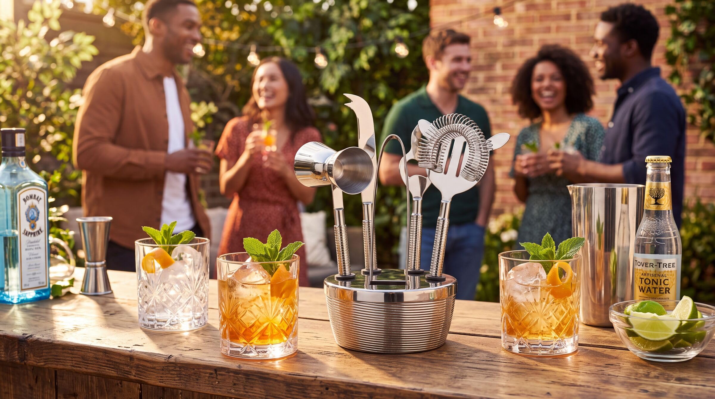 Houdini Set di 6 utensili da bar con ciotola per snack e supporto