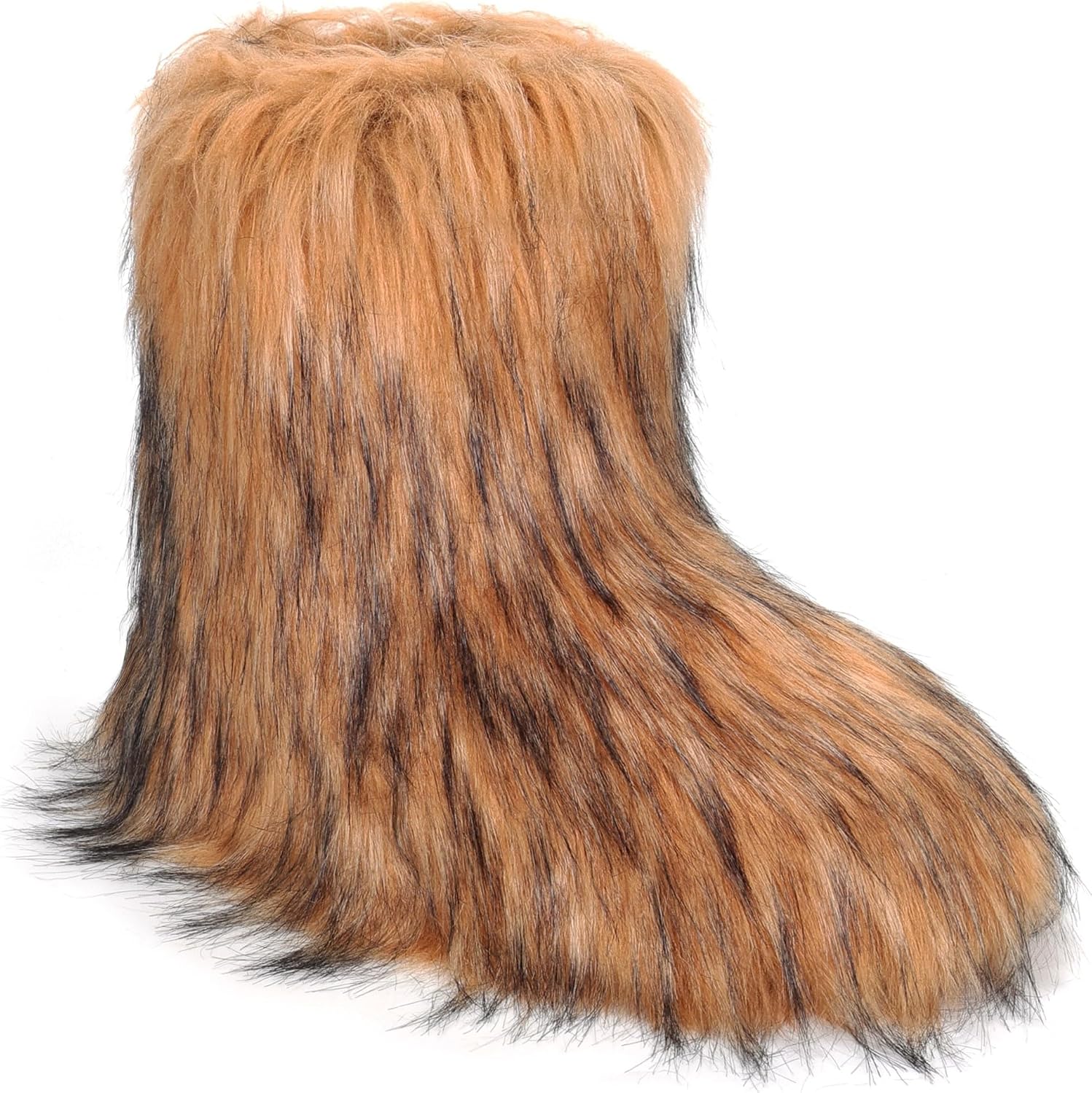 ZVC Women's Faux Fur Boots Furry Snow Boots Comfortable Fluffy Winter Boot Warm Fuzzy Mid-Calf Boot Outdoor Indoor Flat Shoes