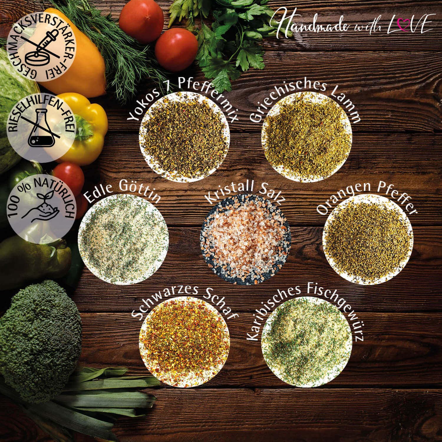 Hallingers Genuss Manufaktur Gewürz Geschenk-Set - Selektion unserer Besteller als Probierset in edlen Aromadosen & Tragetasche "Mediterane Küche", Geschenkidee für Frauen Männer