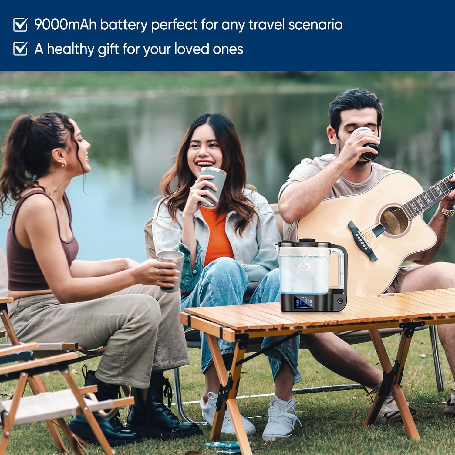 2025 Desktop Hydrogen Water Bottle Generator, 72 Ounces Hydrogen Water Ionizer Pitcher Generator Machine with PEM+SPE Concentrator Technology, Hydrogen Content up to 3000 PPB (1, 72 OZ)