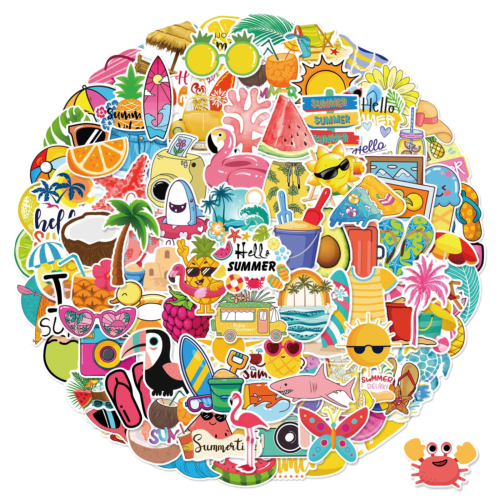 Amazon.com: XZENTIRA, 100 PCS Summer Stickers for Kids, Beach Stickers ...