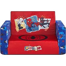 Idea Nuova Marvel Spiderman Flip Open Foam Chair, Convertible Toddler Couch & Fold-Out Lounger, Soft Expandable Sofa for Reading, Naps & Playroom, No Assembly Required