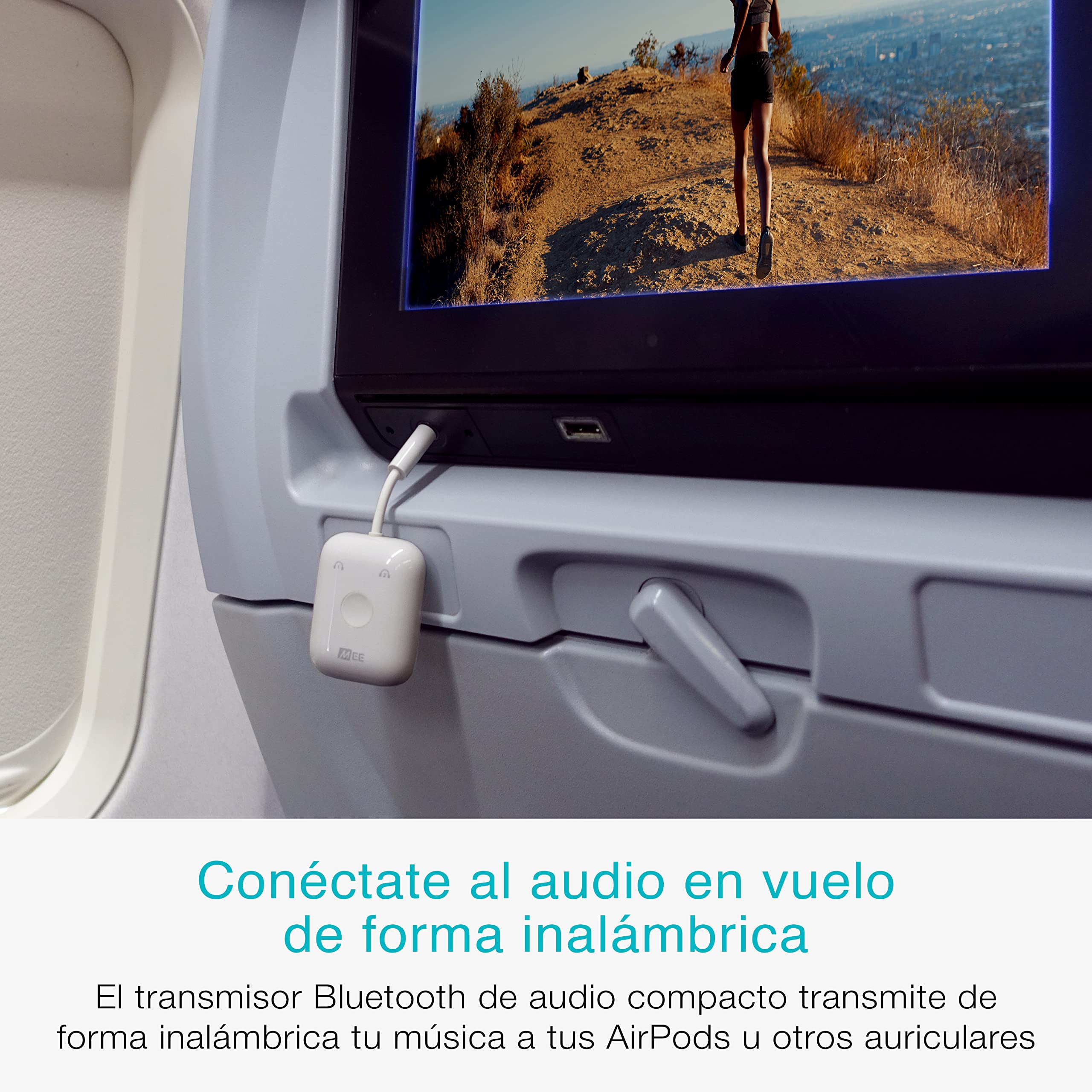 MEE audio Transmisor Bluetooth para Auriculares para hasta 2 AirPods / Otros Auriculares; Funciona con Entradas Aux de 3.5mm en Aviones, Equipos de Gimnasio, Televisores, y Consolas de Videojuegos