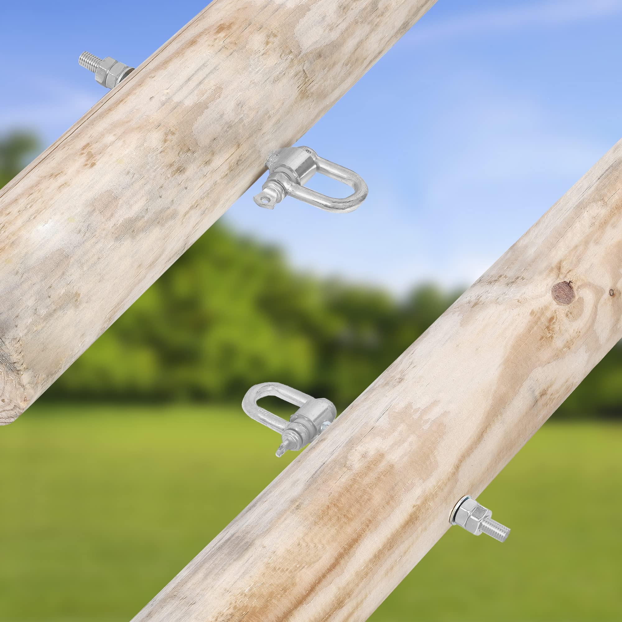 KOTARBAU® 2 pz Ganci Altalena - Acciaio Zincato - M10 x 200 mm - Argento - Gancio per Altalena Resistente - Gancio per Travi in Legno - per Amaca - Sedia - Sospesa