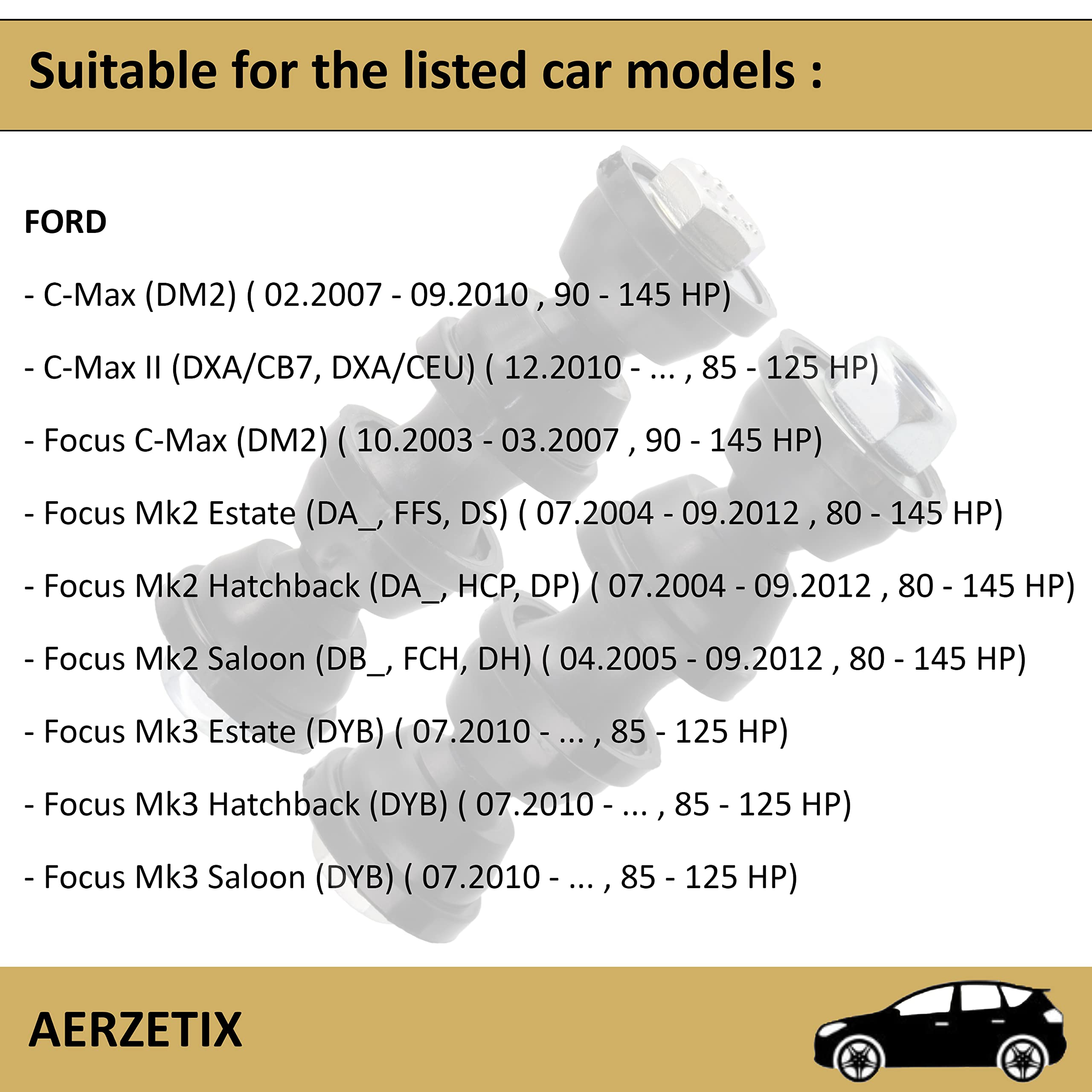 AERZETIX - C66627 - Kit di riparazione, barra di accoppiamento stabilizzatrice - lato montaggio: su entrambi i lati dell'asse posteriore - compatibile con numeri ОЕ 1500682, 1719542, 8M515E494AA