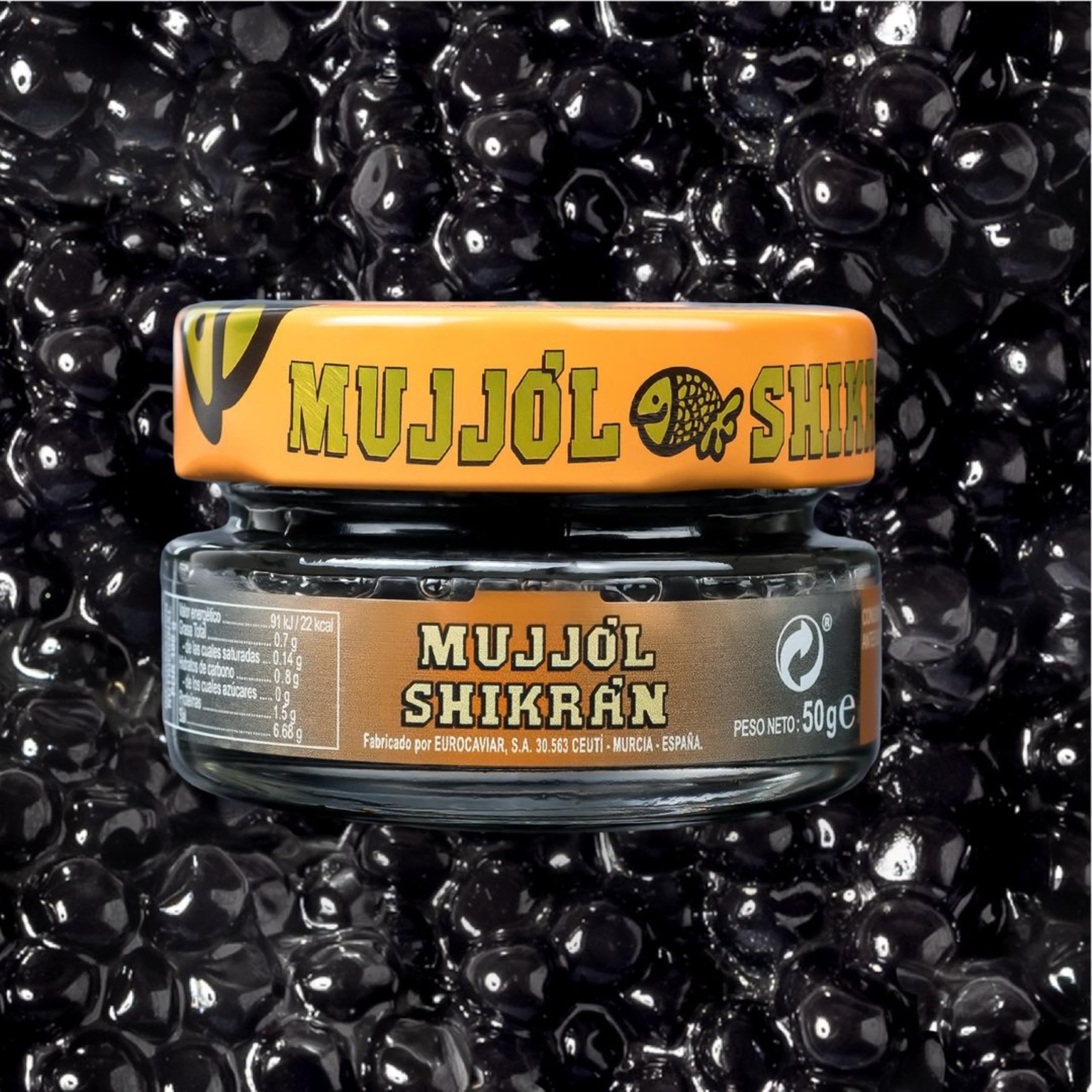 Eurocaviar - Shikran - Confezione Assaggio – 4 x 50 g di Perle di Caviali: Bottarga di Muggine Nera, Bottarga di Muggine Rossa, Salmone Affumicato, Acciughe + 200 ml di Champagne Senza Alcool – Set