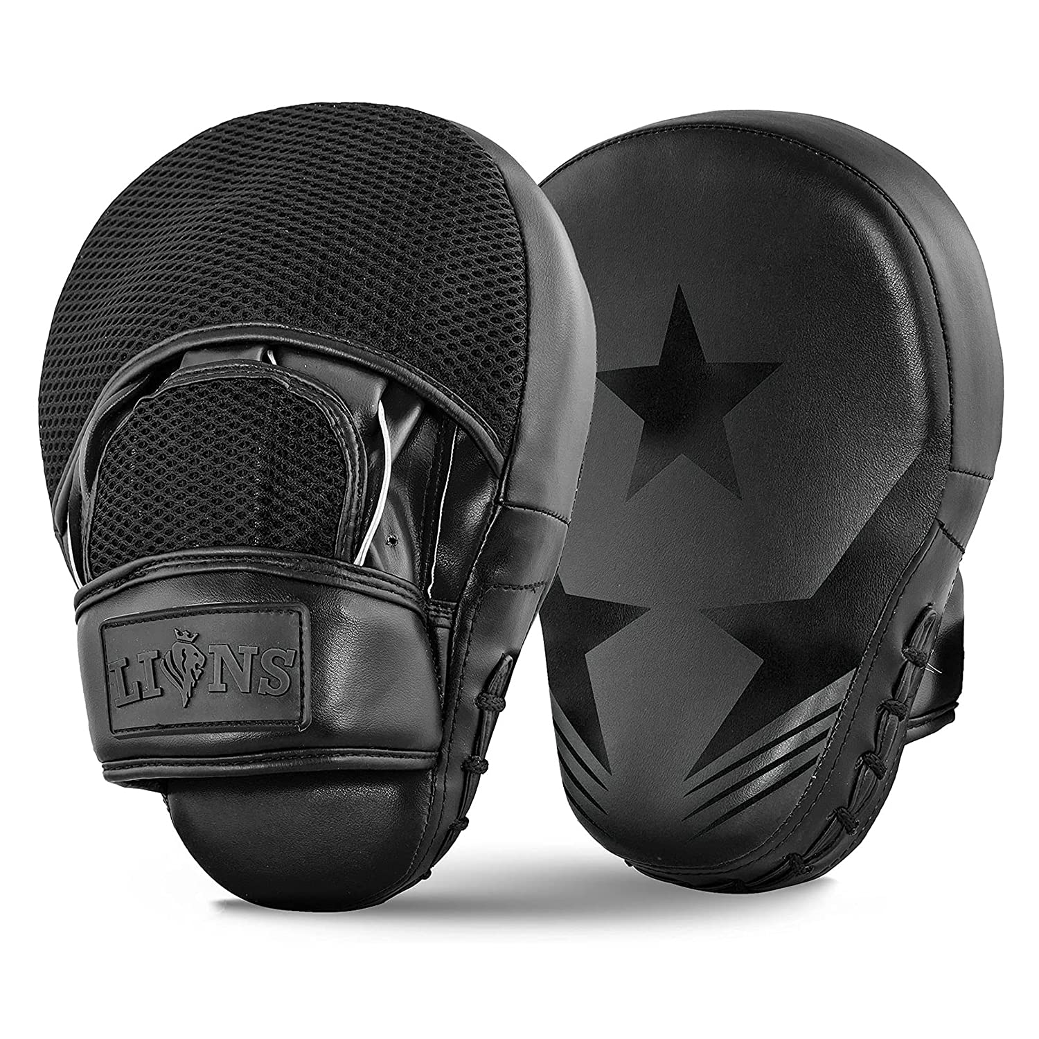 Lions Star Boxing Pads - Premium Rex Leather Kickboxing Pads Hook and Jabs Mitts Punch Bag Training Punching Boxing Mitts, Ideal for MMA Martial Arts Sparring Training, Men Women Adults